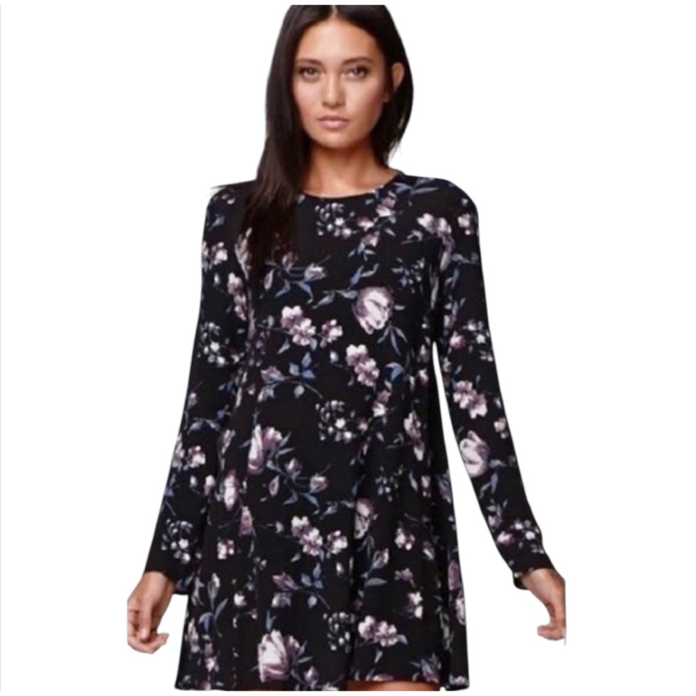 Kendall & Kylie Long Sleeve Black Floral Dress/Tunic Size Small